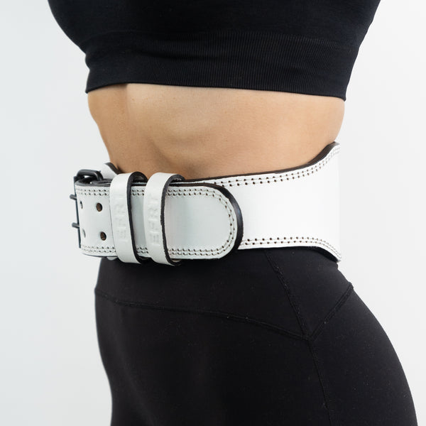 Premium 4" Leather Lifting Belt - Focus White
