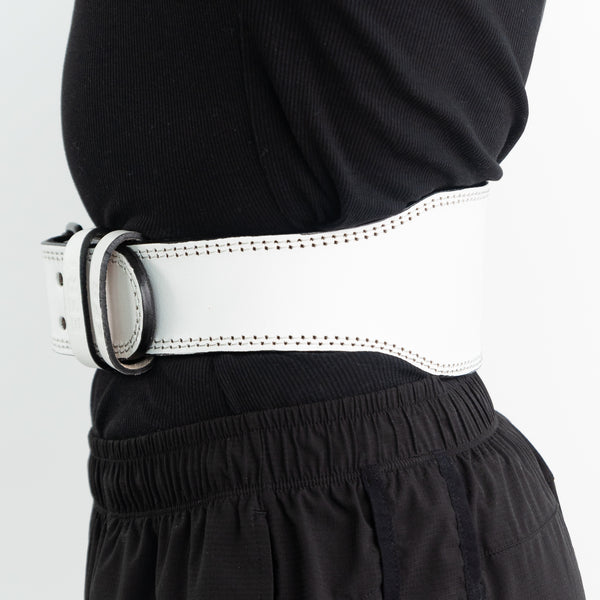 Premium 4" Leather Lifting Belt - Focus White