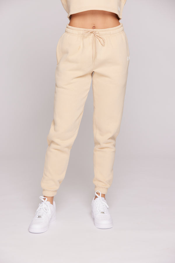 Comfort Mid Waist Oversized Jogger - Almond