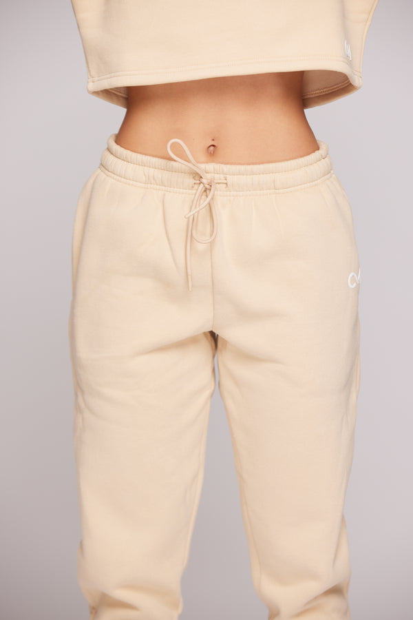 Comfort Mid Waist Oversized Jogger - Almond