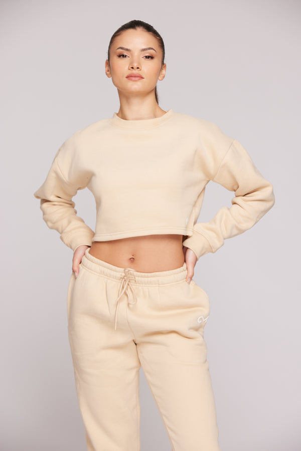 Comfort Cropped Sweater - Almond