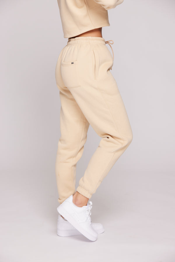 Comfort Mid Waist Oversized Jogger - Almond