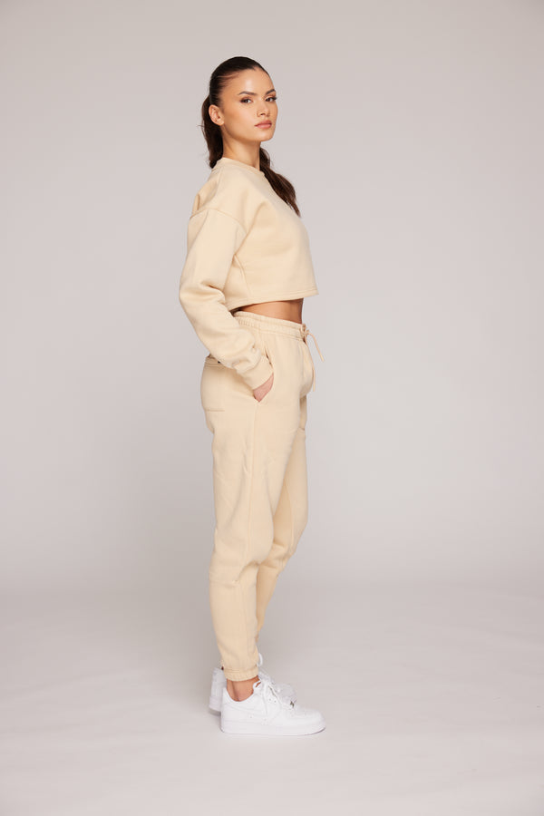 Comfort Cropped Sweater - Almond