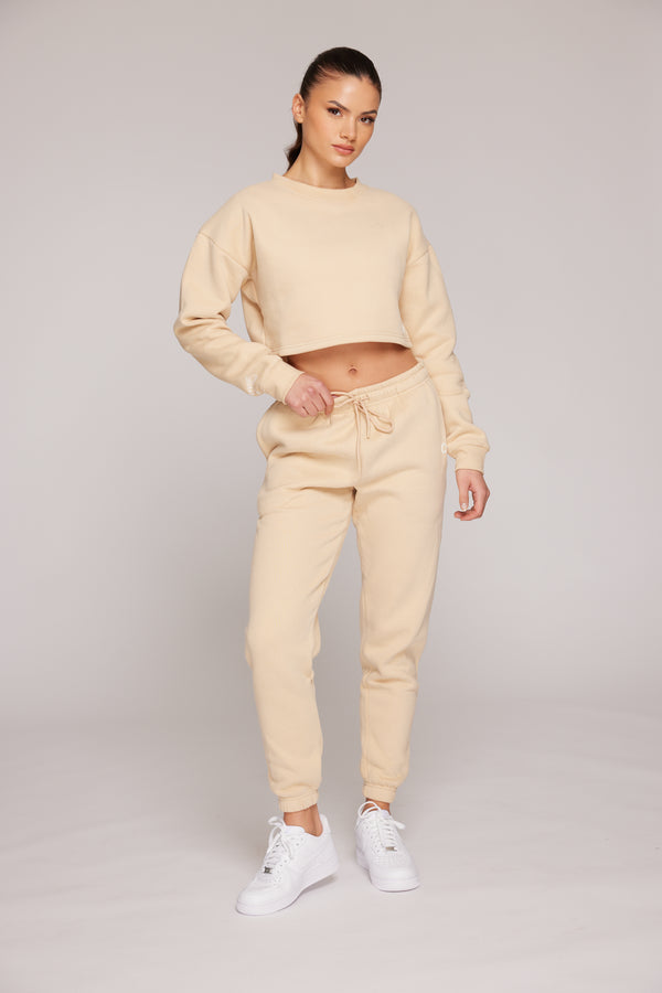 Comfort Mid Waist Oversized Jogger - Almond